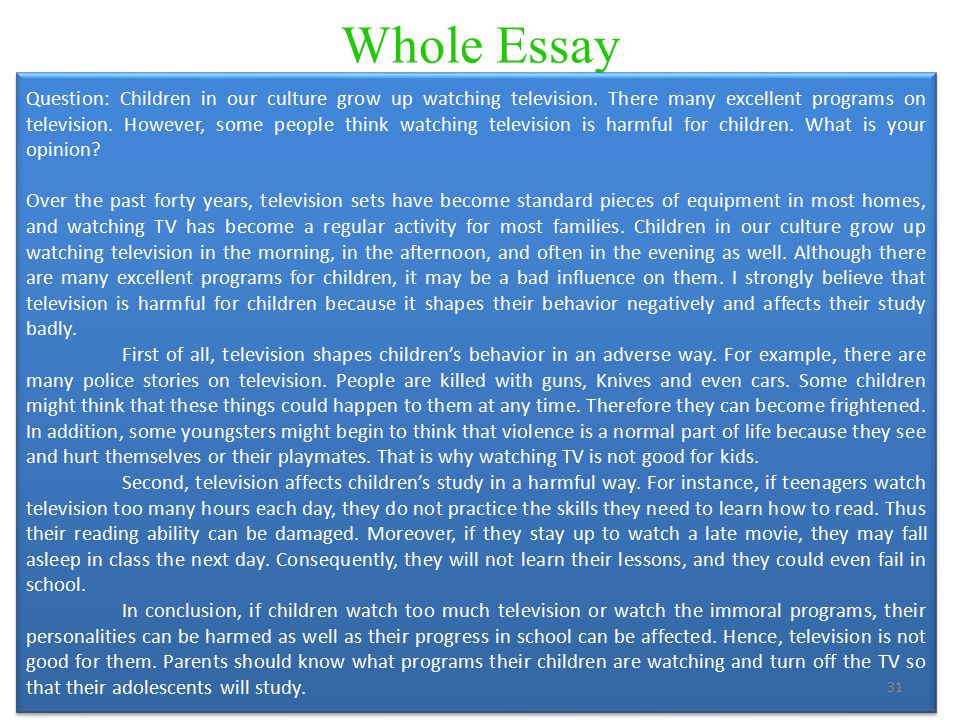 Essay on how television affects children